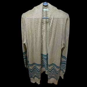 Mauricess Long Sleeve Cardigan Geometric Print Women's Light Gray Long Sweater S